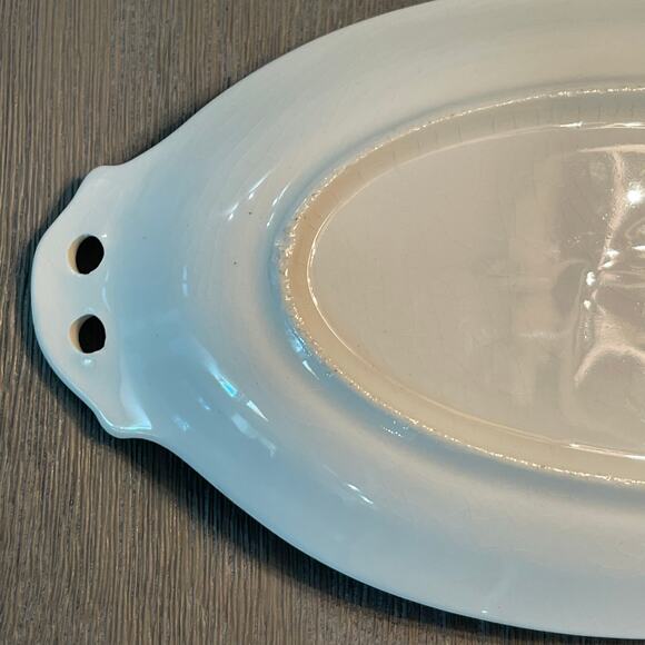 Vintage Mid Century Canonsburg Pottery Co. Oval Serving Plate Floral Made in USA - Picture 10 of 13